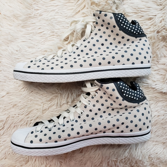 adidas Shoes - Rare adidas vulc star suede polka dot hightops